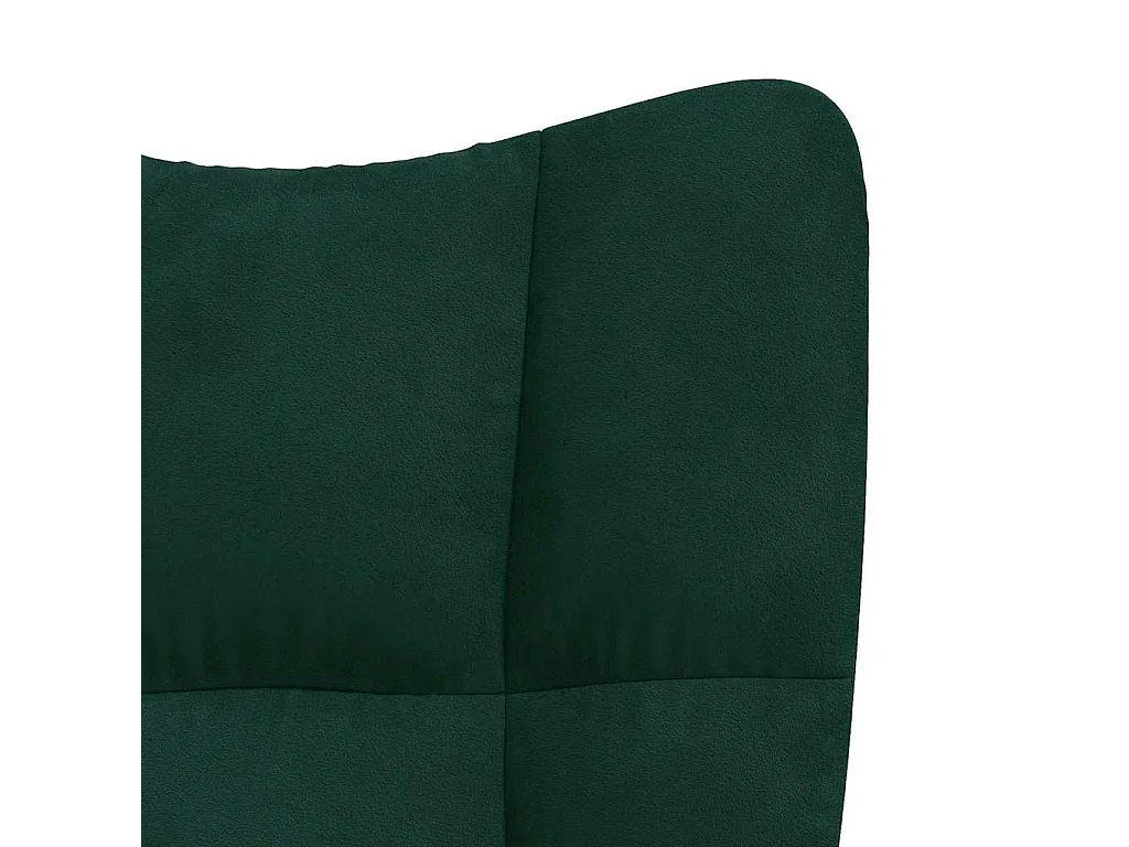 Silla mecedora con reposapiés terciopelo verde oscuro