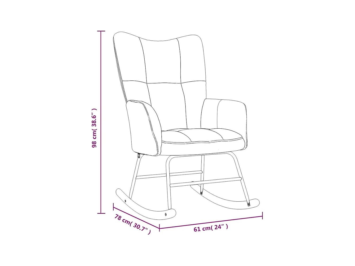 Silla mecedora con reposapiés terciopelo verde oscuro