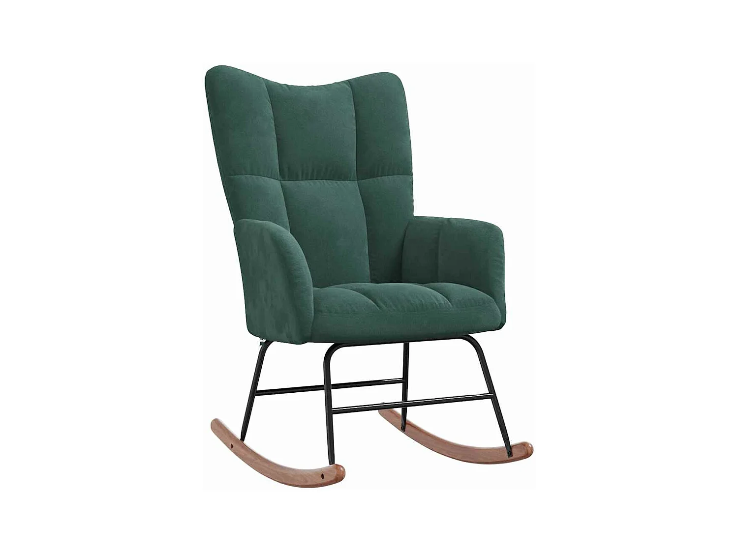 Silla mecedora con reposapiés terciopelo verde oscuro