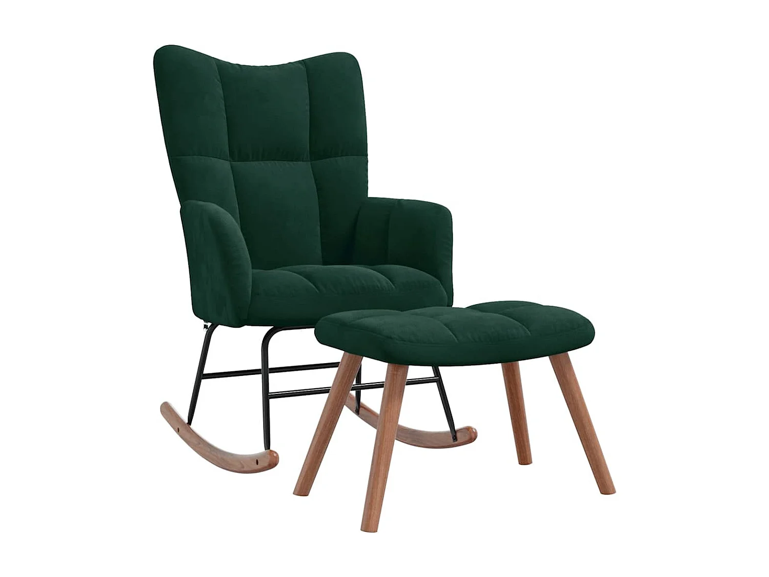 Chaise à bascule avec repose-pied Vert foncé Velours