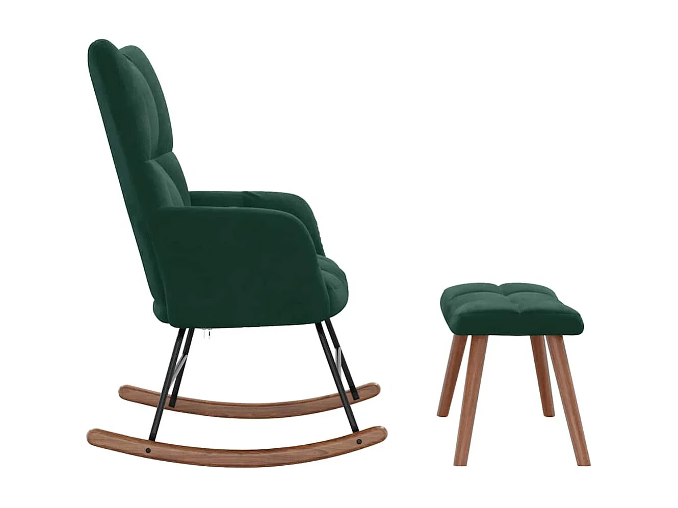 Chaise à bascule avec repose-pied Vert foncé Velours