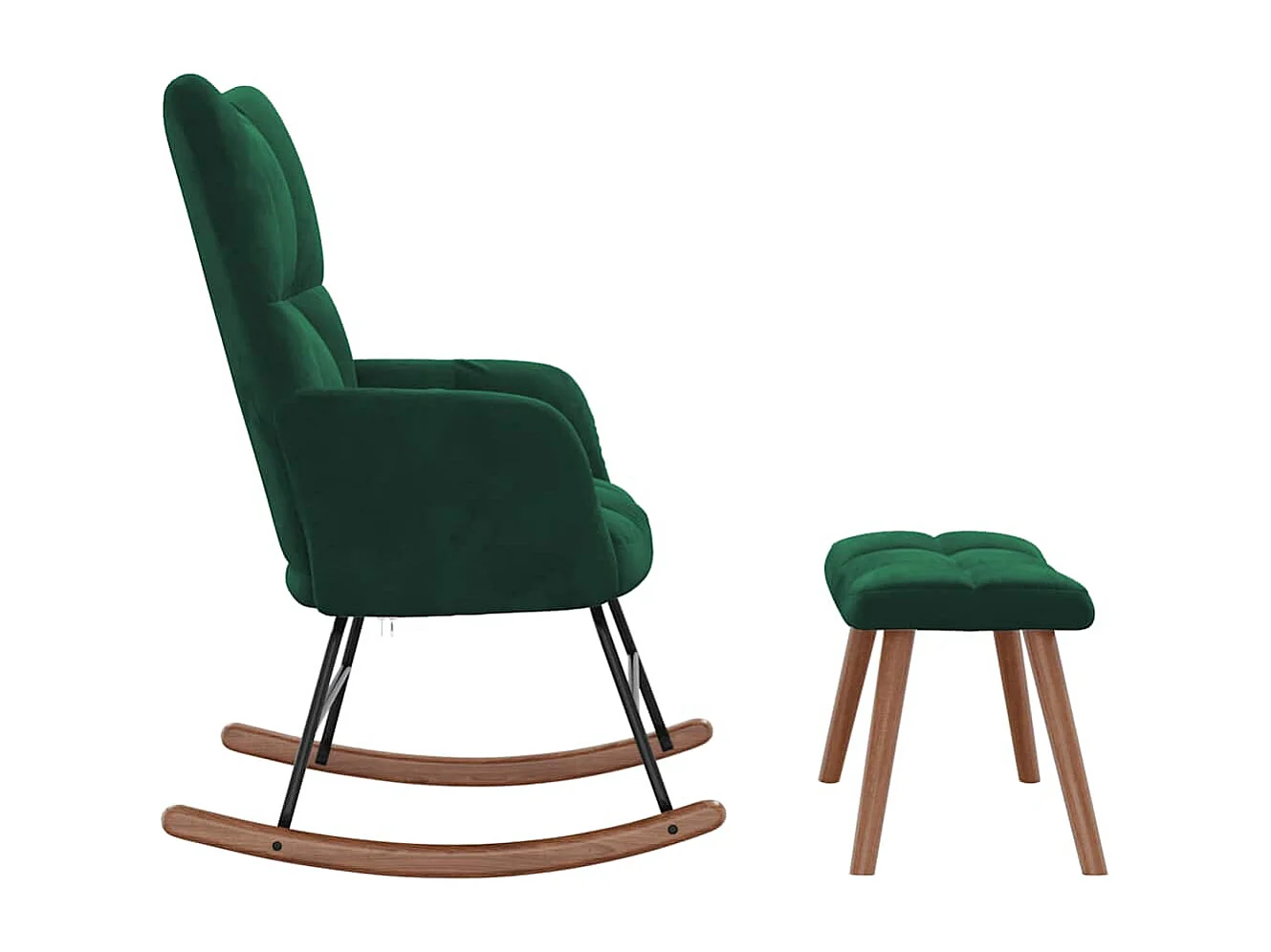 Chaise à bascule avec repose-pied Vert foncé Velours