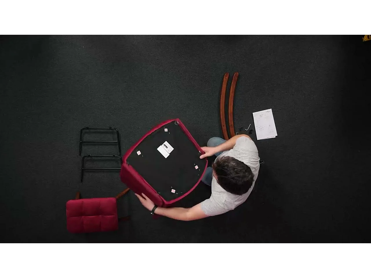 Chaise à bascule avec repose-pied Vert foncé Velours