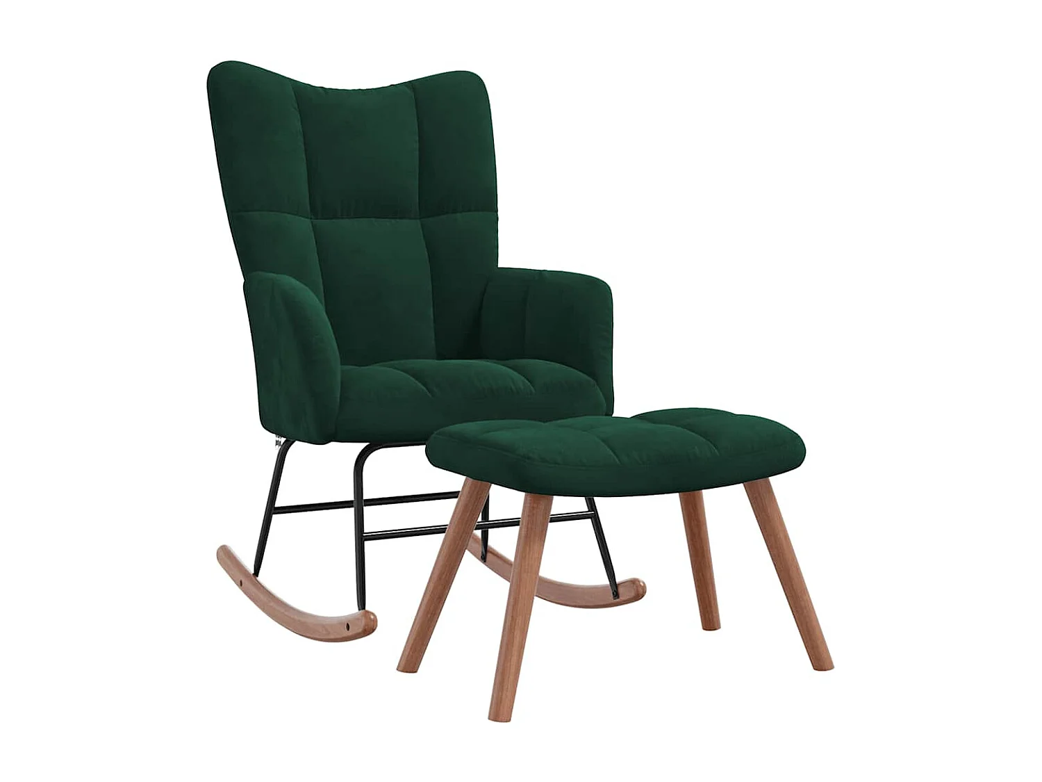 Chaise à bascule avec repose-pied Vert foncé Velours