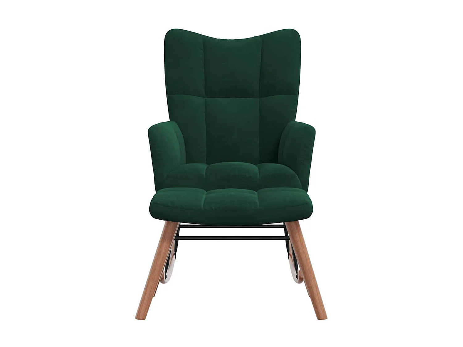 Chaise à bascule avec repose-pied Vert foncé Velours