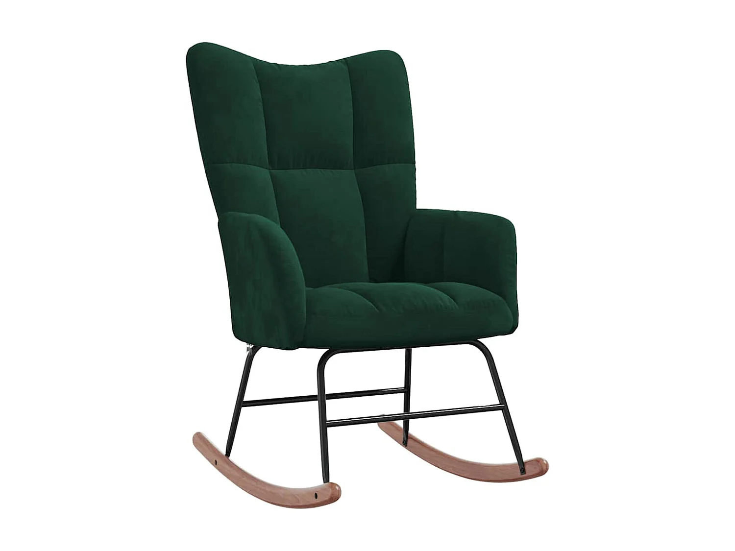 Chaise à bascule avec repose-pied Vert foncé Velours