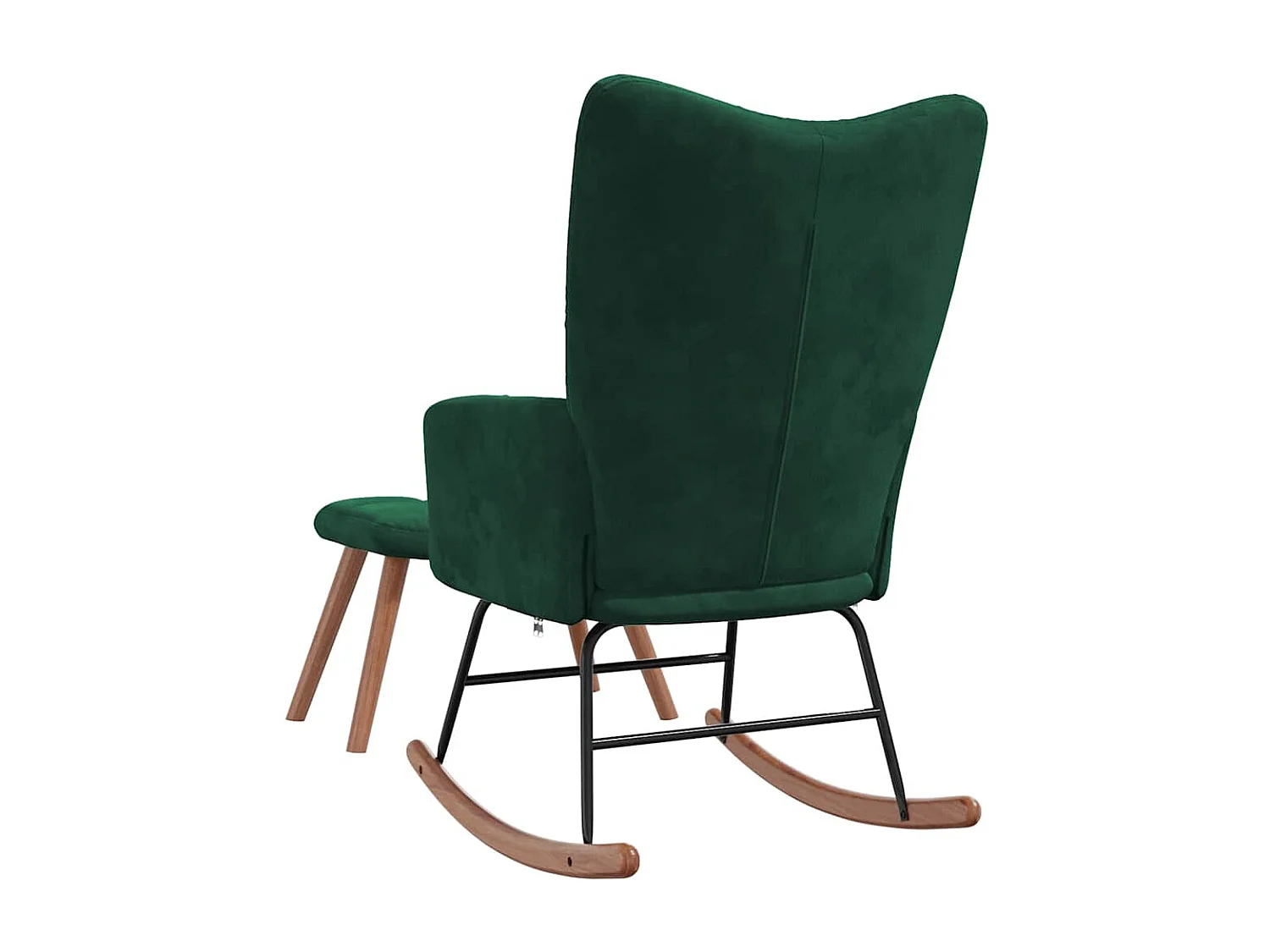 Chaise à bascule avec repose-pied Vert foncé Velours