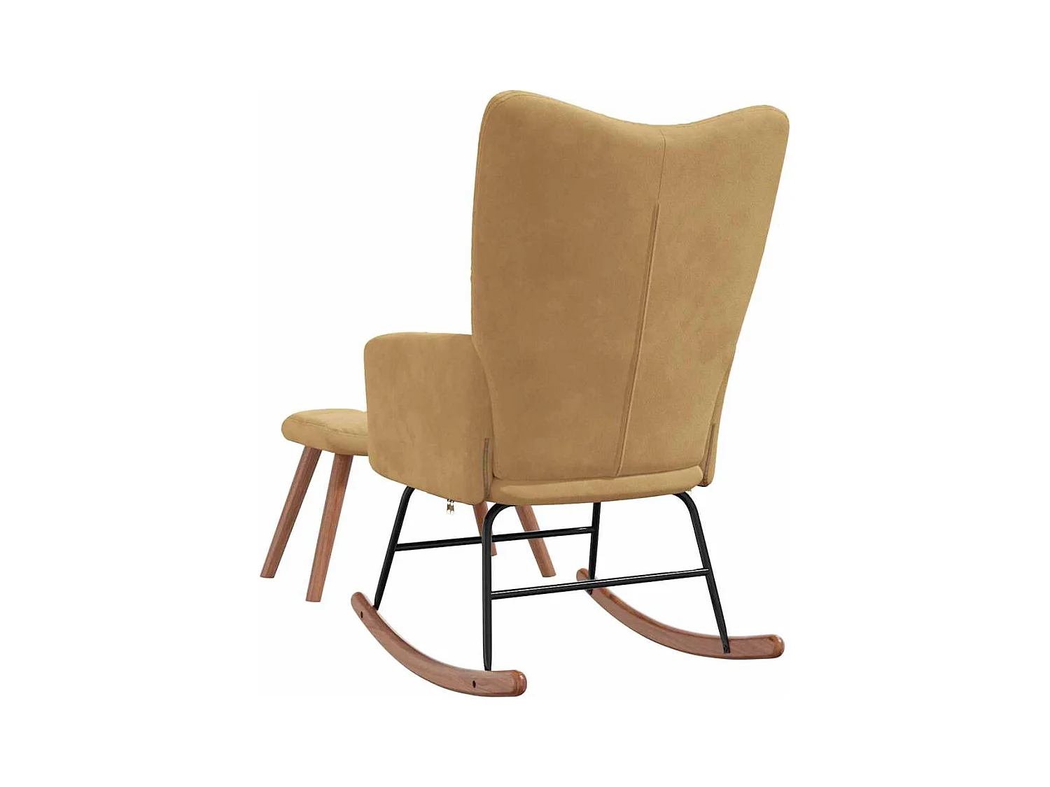 Chaise à bascule avec tabouret en velours marron