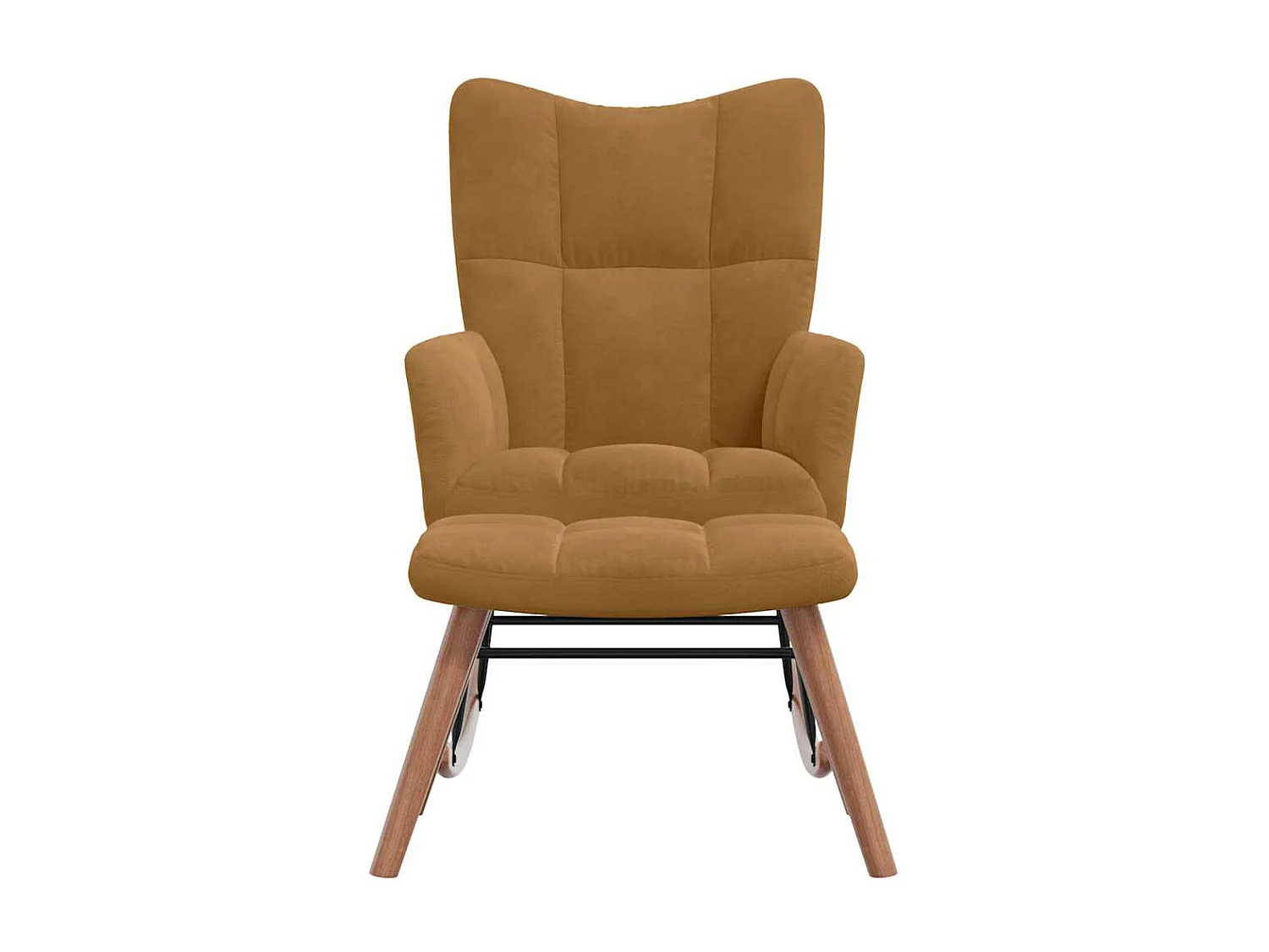 Chaise à bascule avec tabouret en velours marron