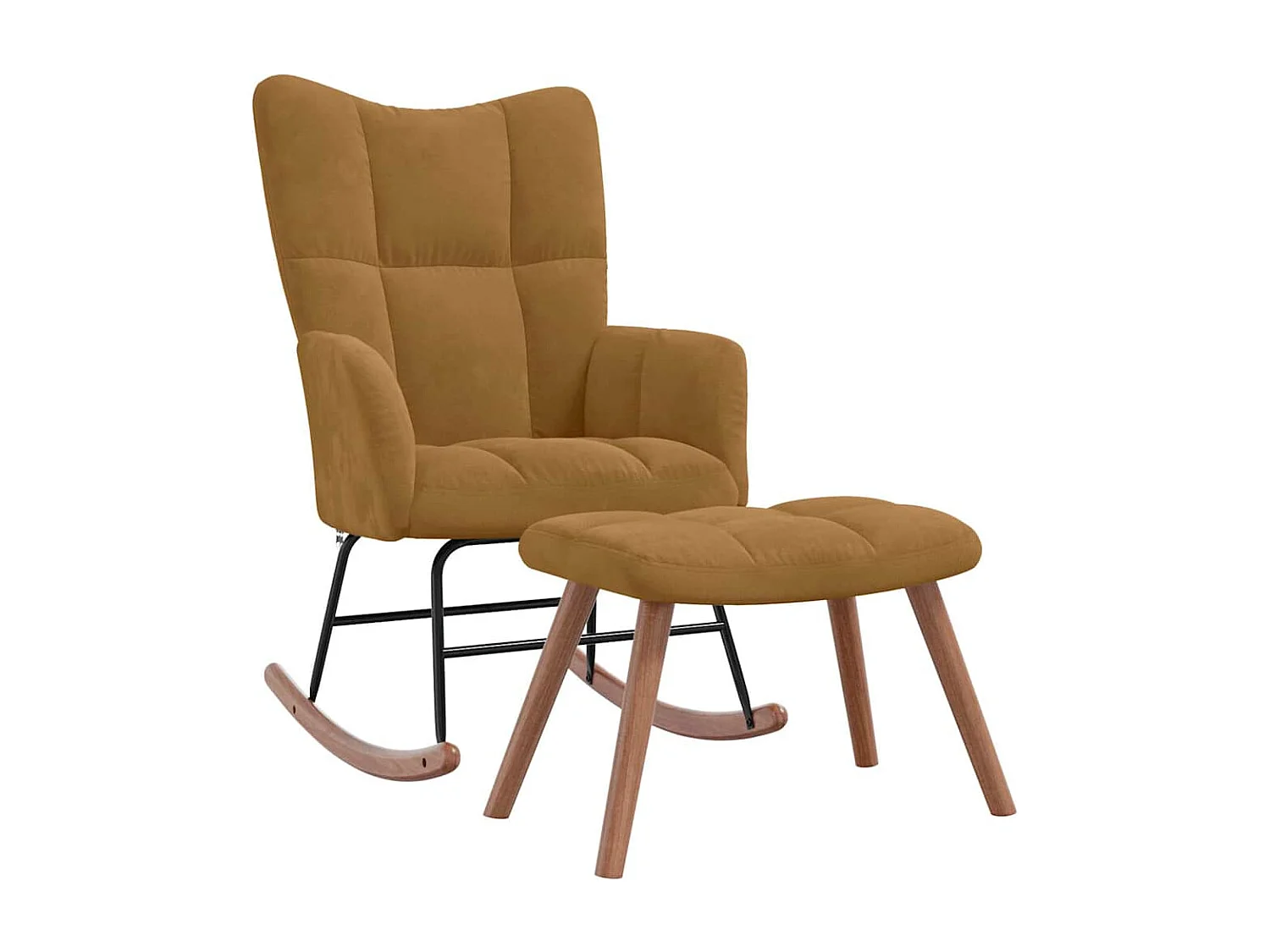 Schaukelstuhl mit Hocker Brauner Samt