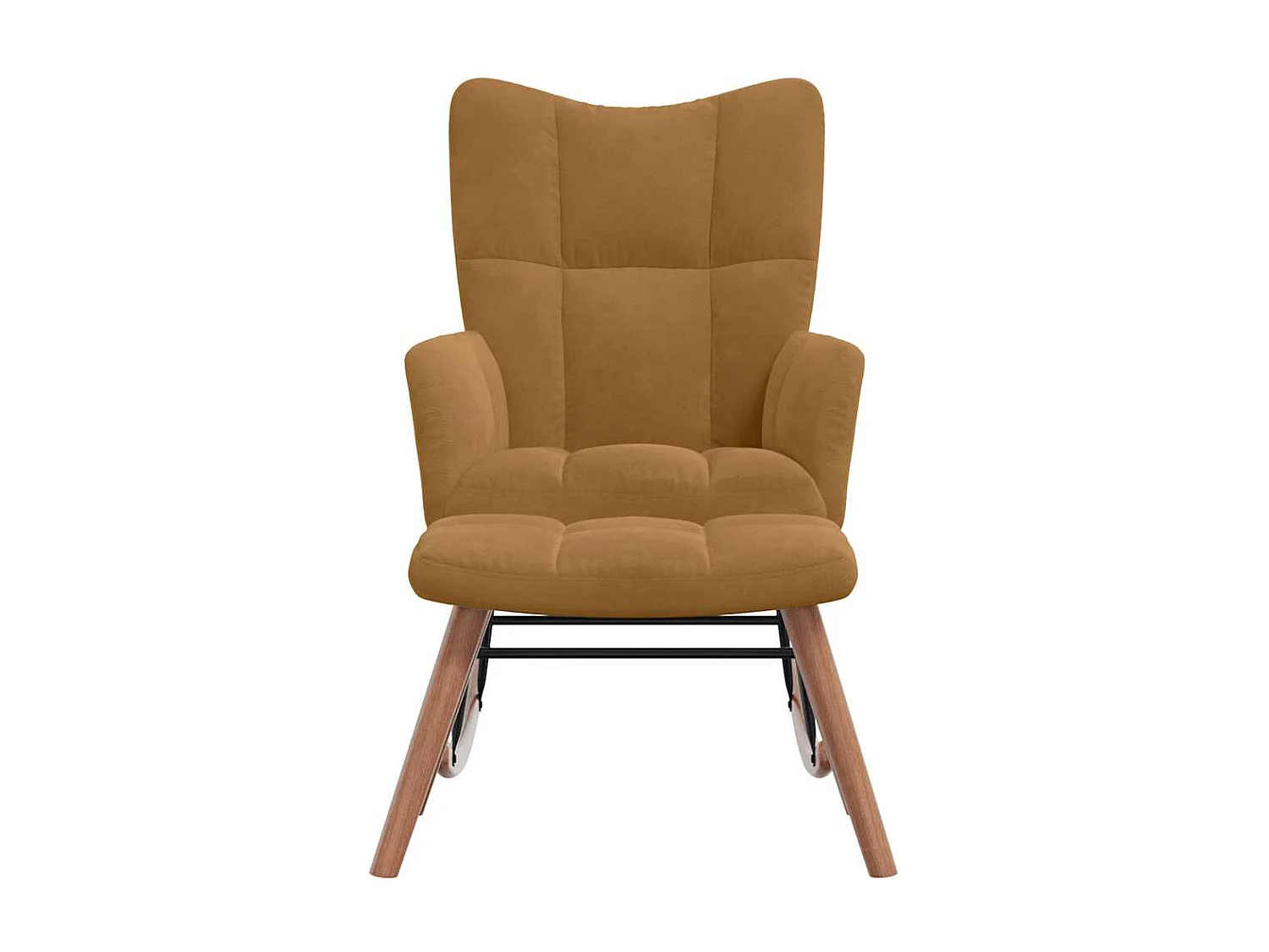 Chaise à bascule avec tabouret en velours marron