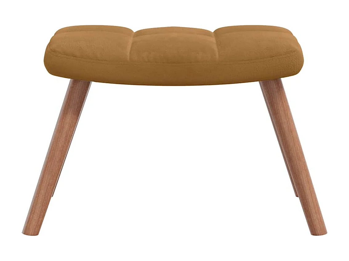 Chaise à bascule avec tabouret en velours marron