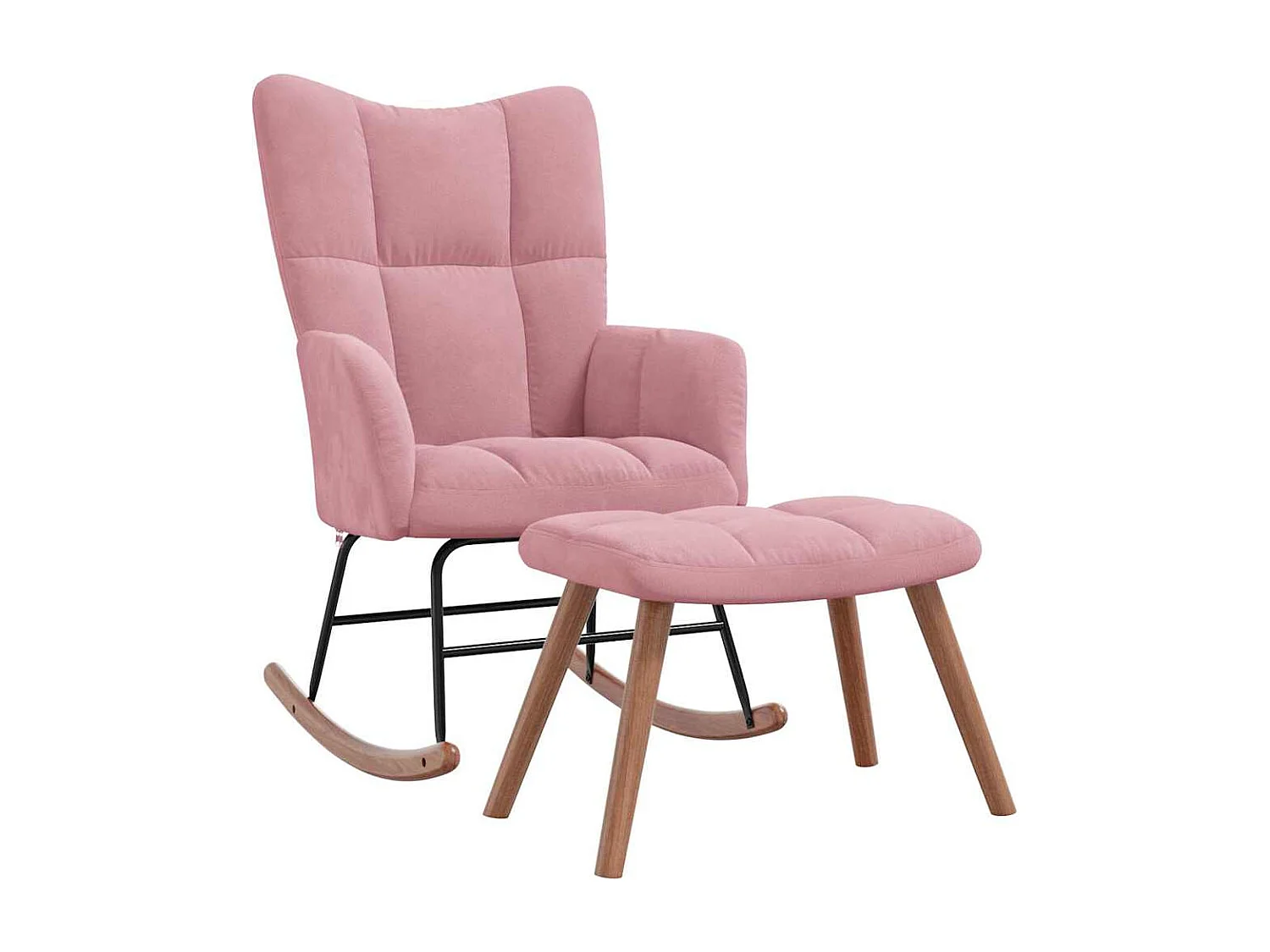 Chaise à bascule avec repose-pied Rose Velours