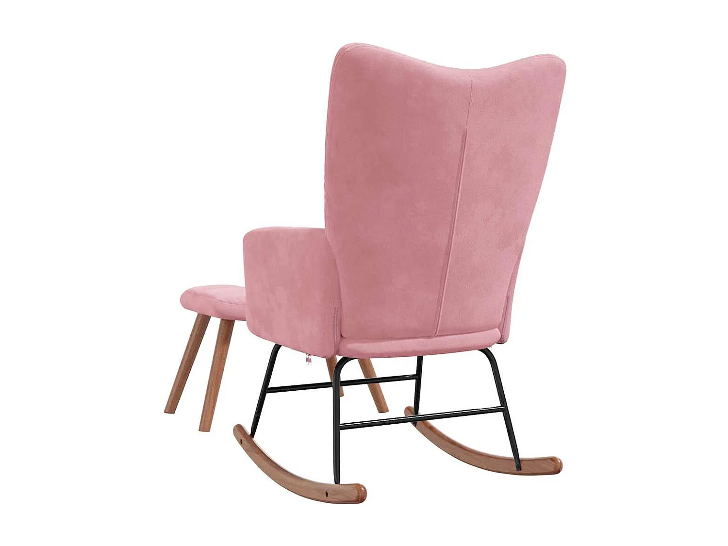 Chaise à bascule avec repose-pied Rose Velours