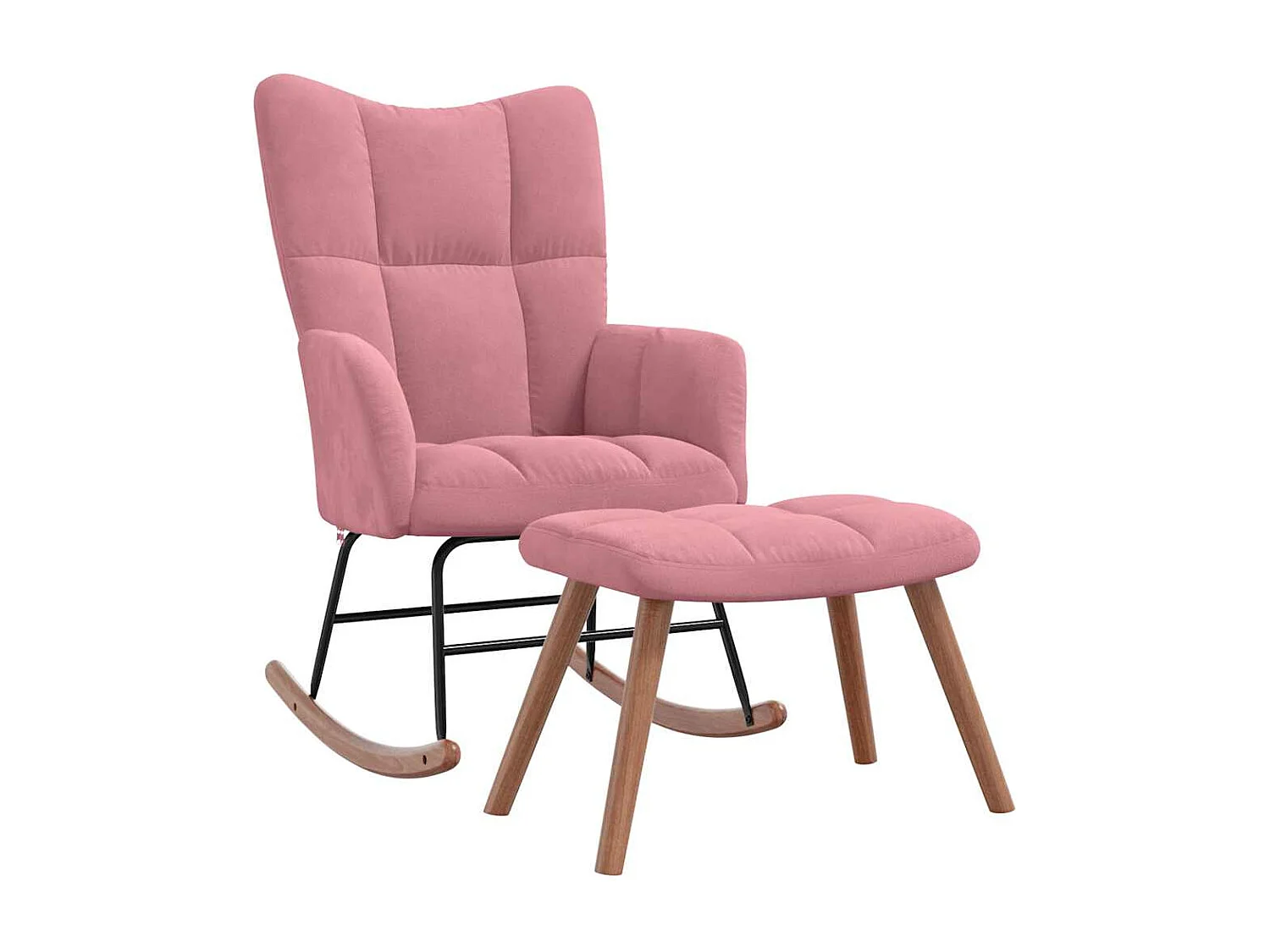 Chaise à bascule avec repose-pied Rose Velours