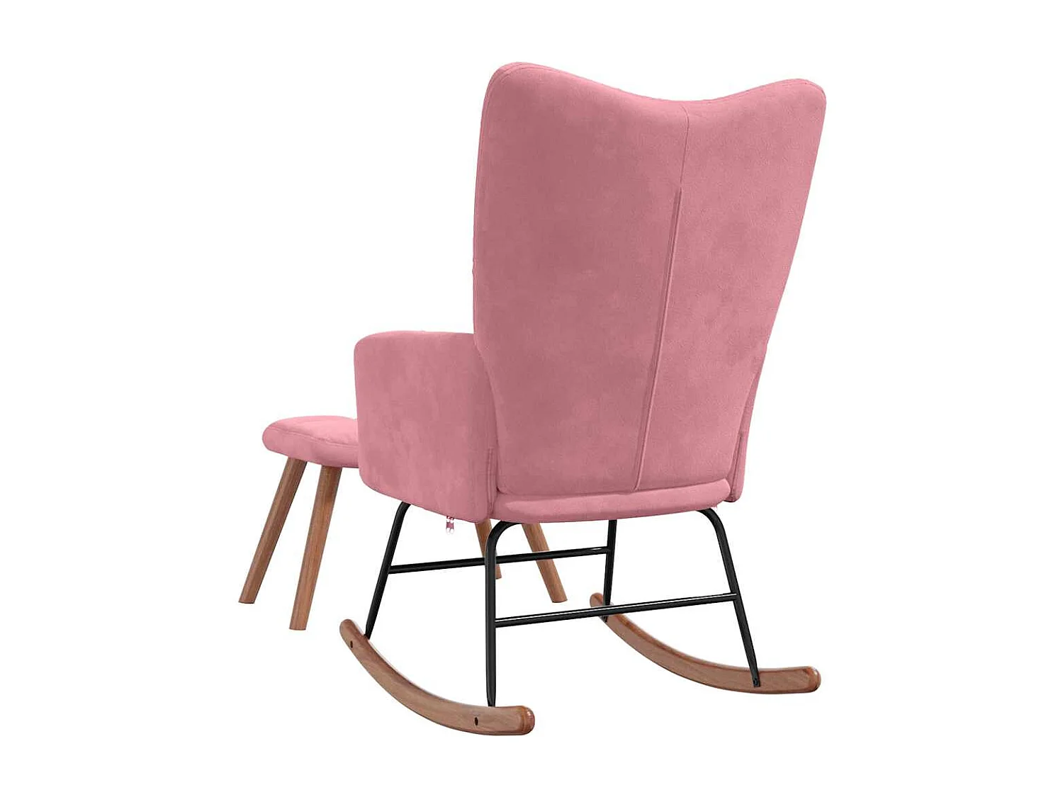 Chaise à bascule avec repose-pied Rose Velours