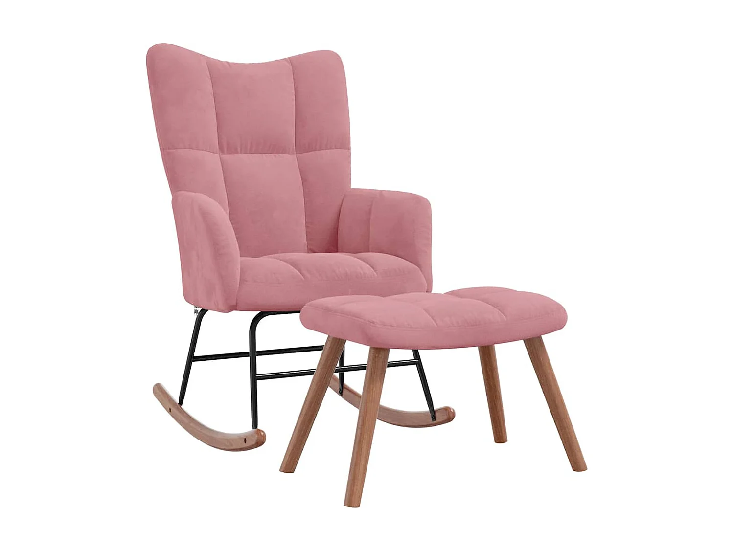 Chaise à bascule avec repose-pied Rose Velours