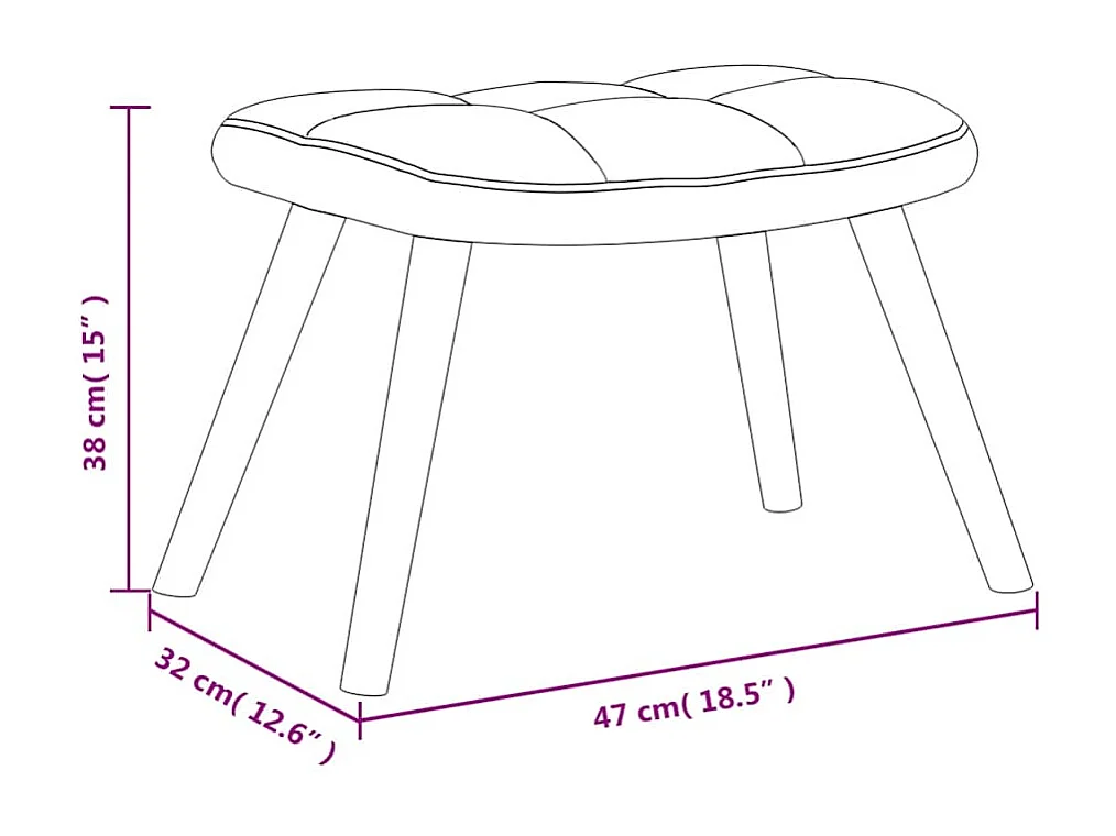 Chaise à bascule avec repose-pied Rose Velours