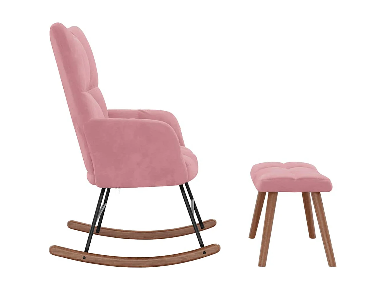 Schaukelstuhl mit Hocker Samt Rosa