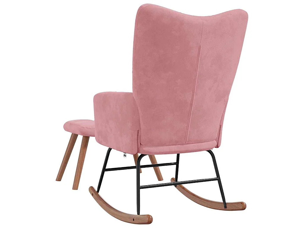 Schaukelstuhl mit Hocker Samt Rosa