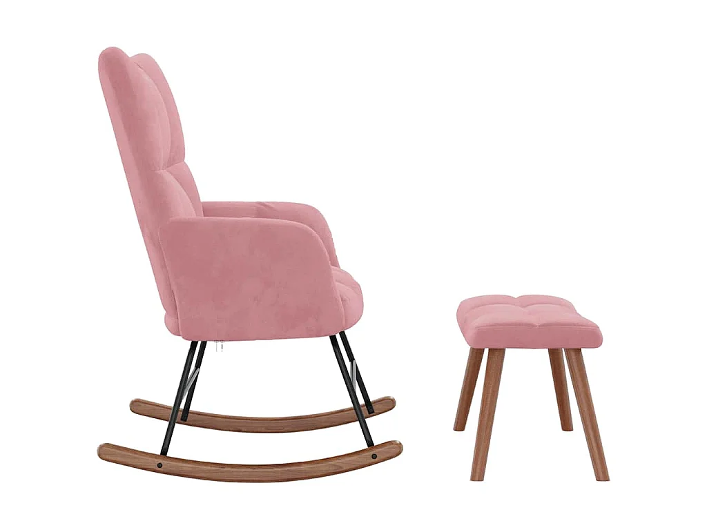 Schaukelstuhl mit Hocker Samt Rosa