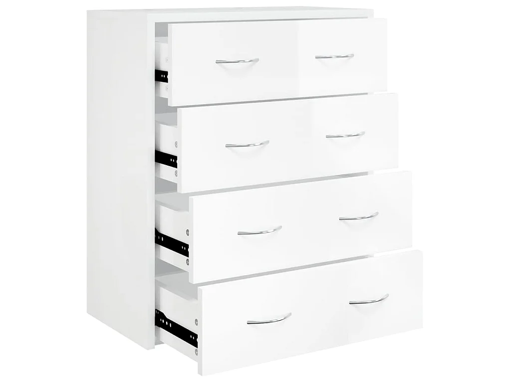 Kommode mit 4 Schubladen 60x30,5x71 cm Hochglanz-Weiß