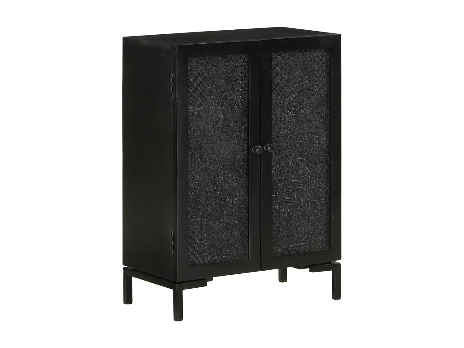 Sideboard Schwarz 55x30x77 cm Massivholz Mango und Eisen
