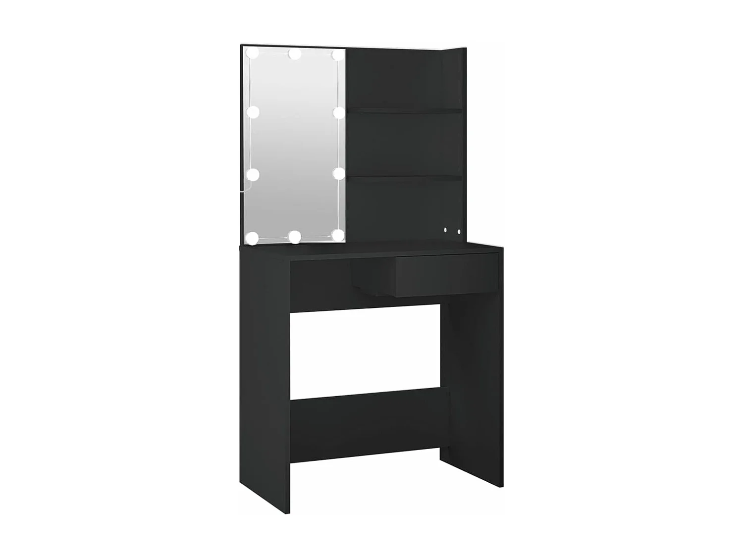 Coiffeuse avec LED noir 74,5x40x141 cm