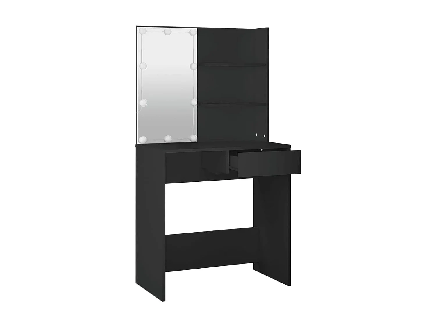 Coiffeuse avec LED noir 74,5x40x141 cm