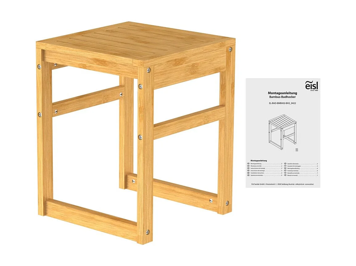 Tabouret de salle de bain 35x35x45 cm bambou