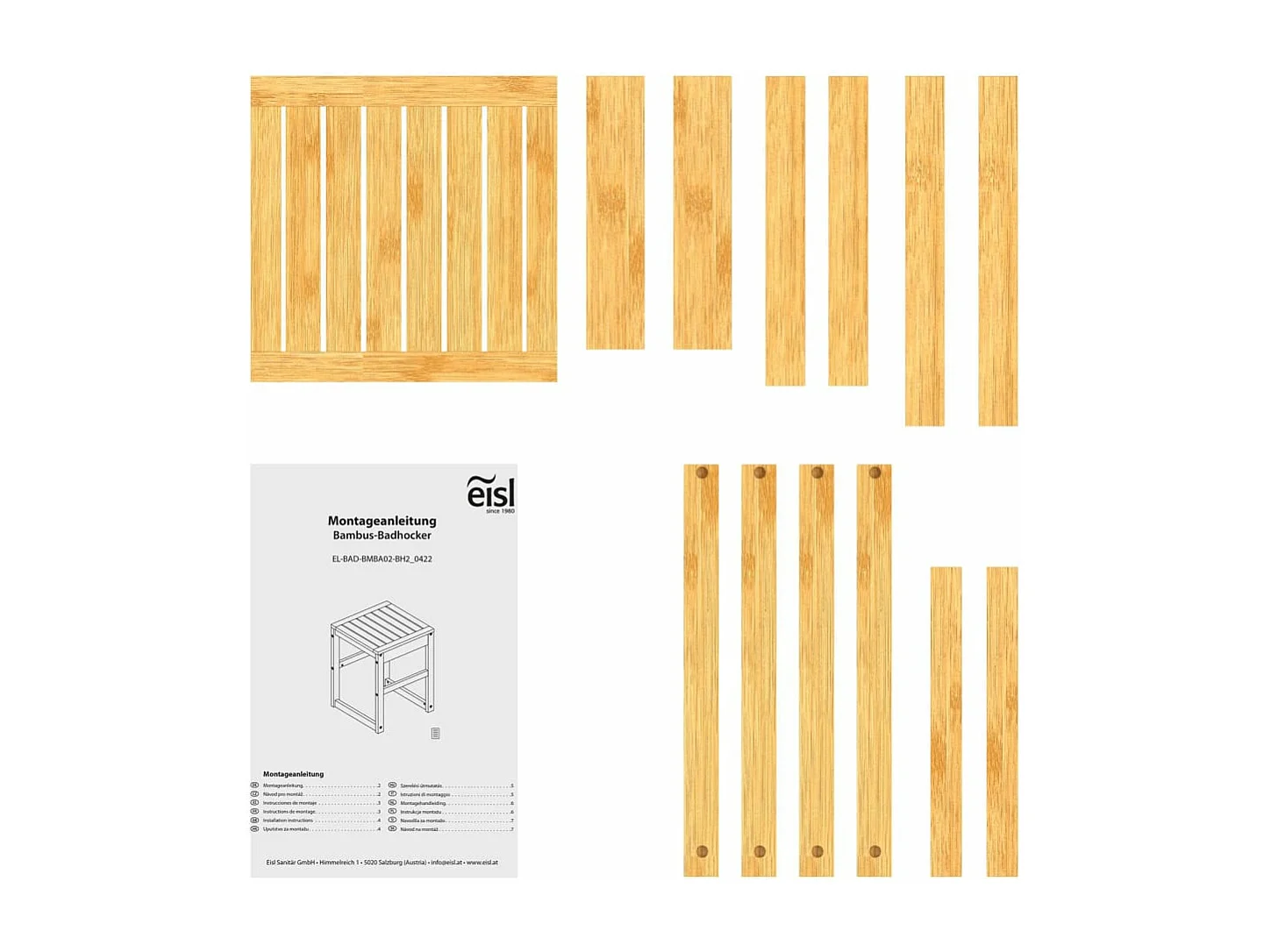 EISL Badhocker 35x35x45 cm Bambus