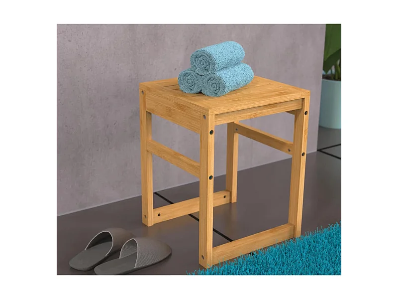 Sgabello da Bagno 35x35x45 cm in Bambù
