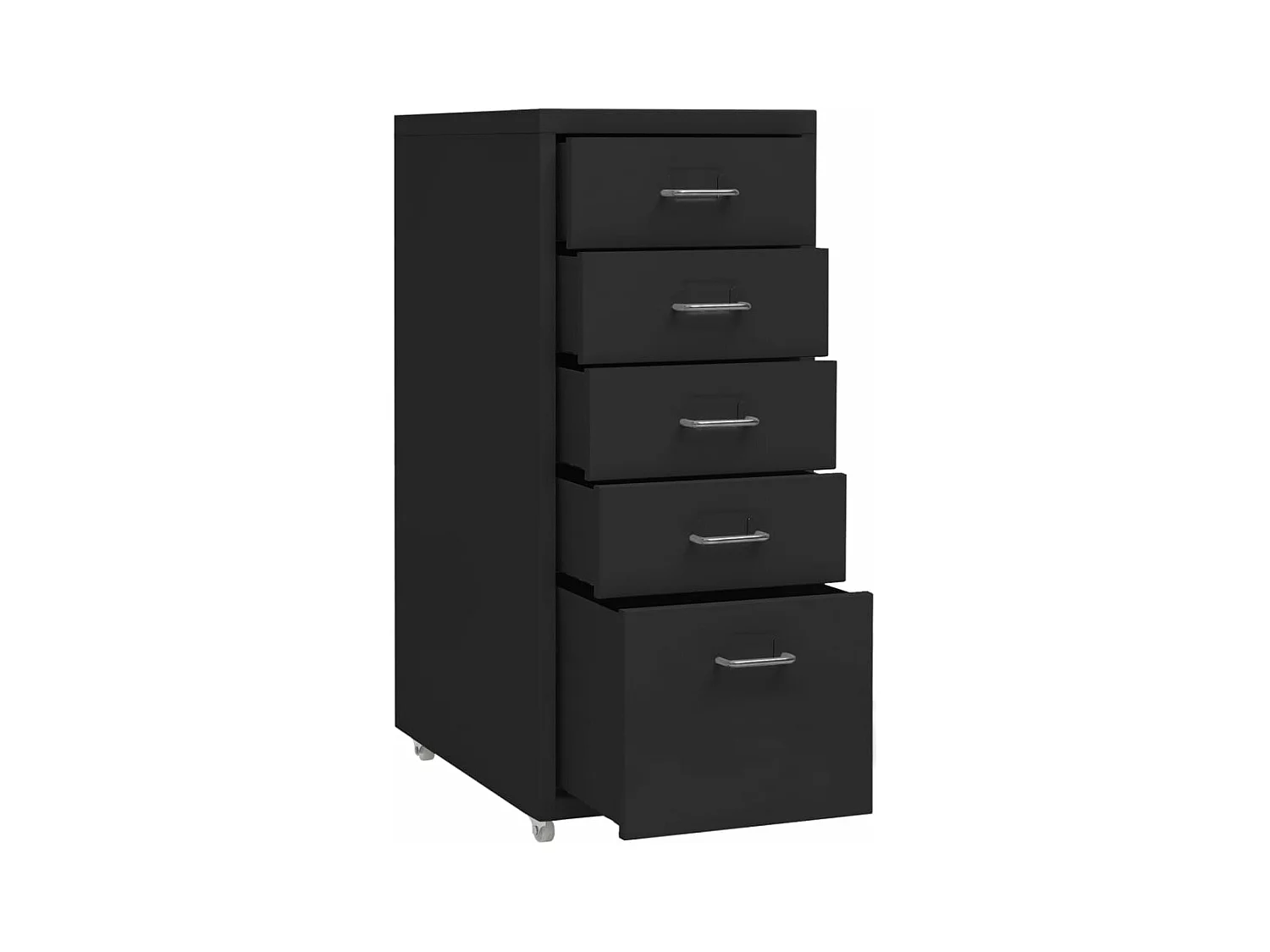Aktenschrank mit Rollen Schwarz 28x41x69 cm Metall