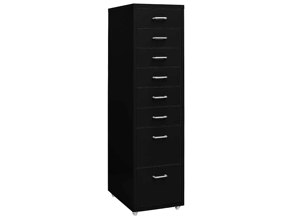 Schedario Mobile Nero 28x41x109 cm in Metallo