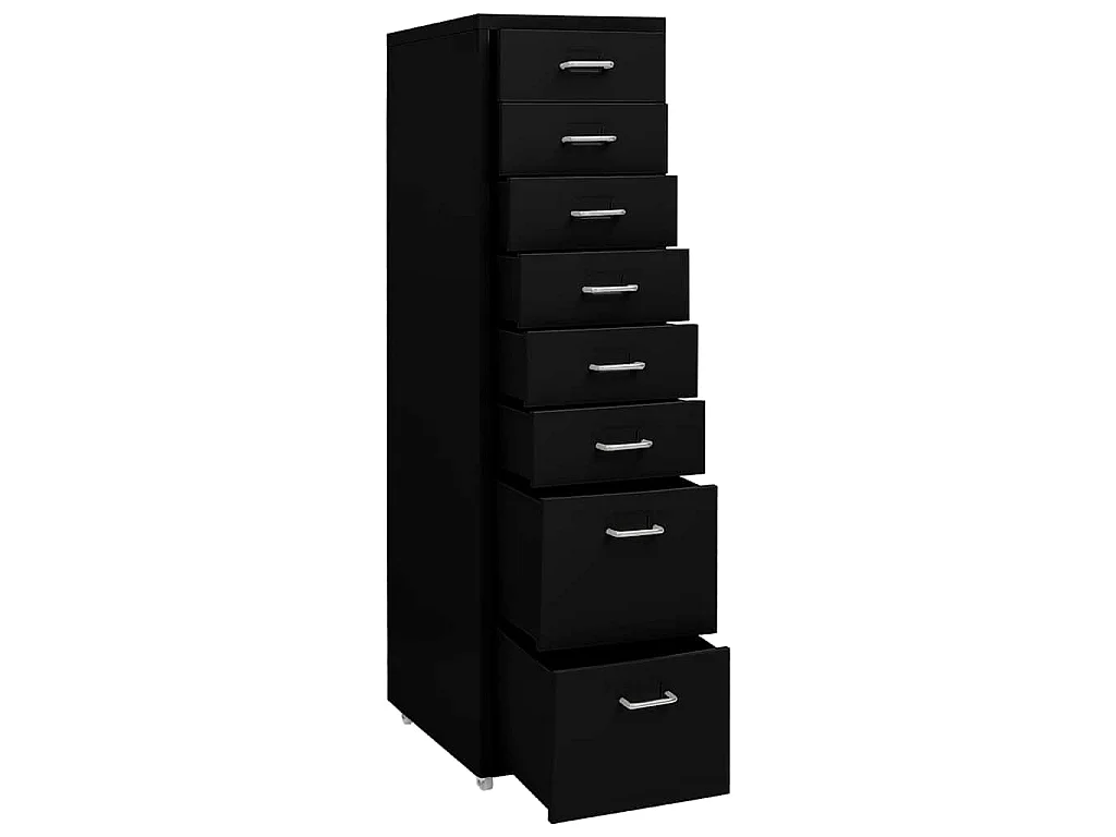 Schedario Mobile Nero 28x41x109 cm in Metallo