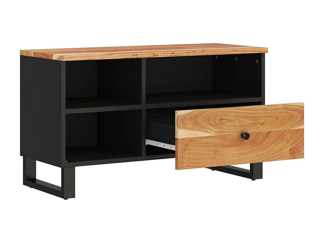 Mobile TV 80x33x46cm Legno Massello Acacia e Legno Multistrato