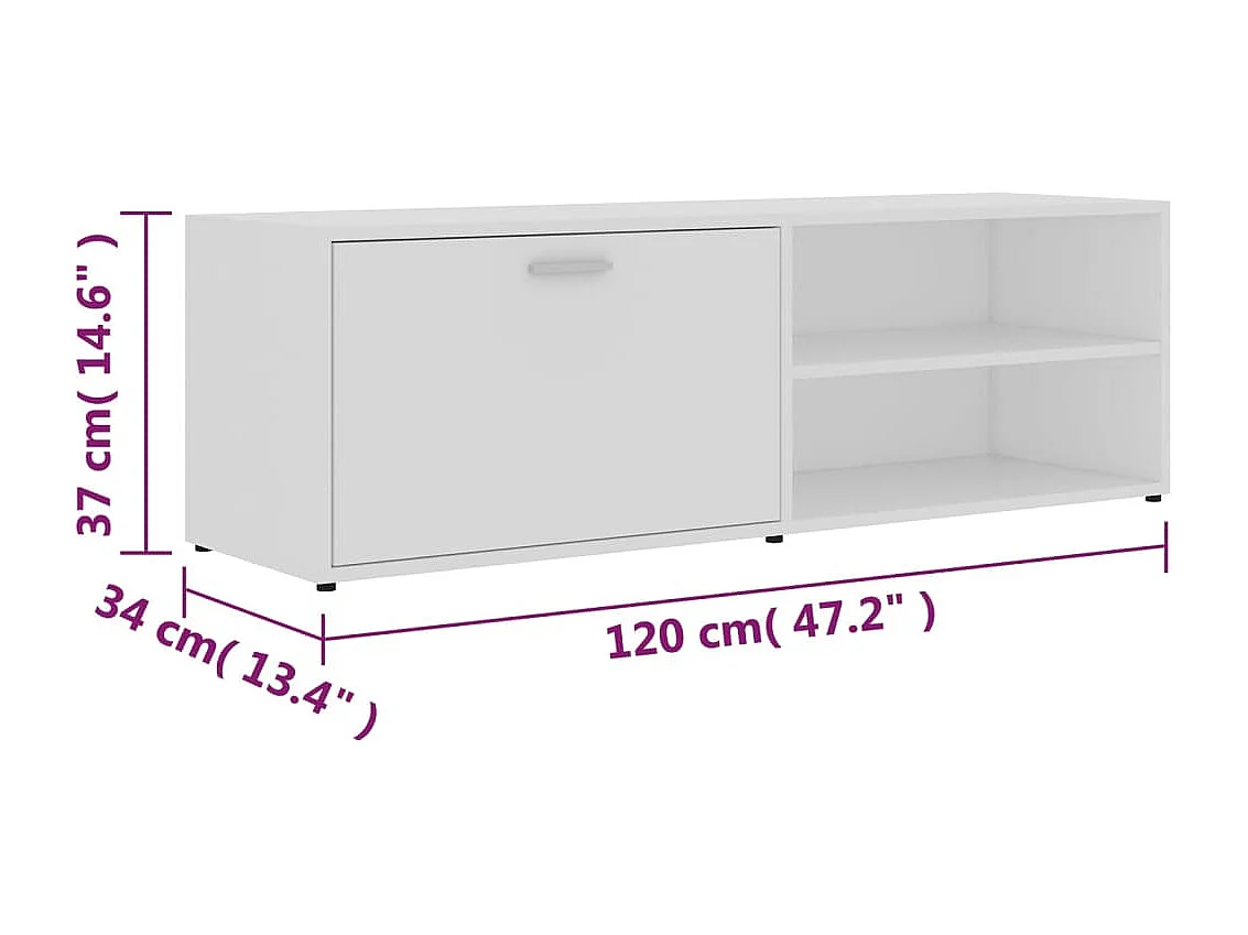 Tv-meubel 120x34x37 cm bewerkt hout wit