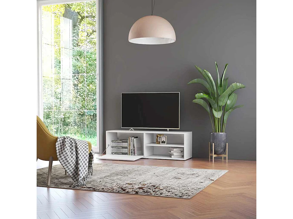 Meuble TV Blanc 120x34x37 cm Bois d'ingénierie