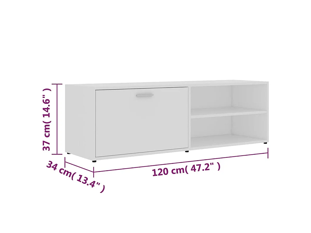 Meuble TV Blanc 120x34x37 cm Bois d'ingénierie