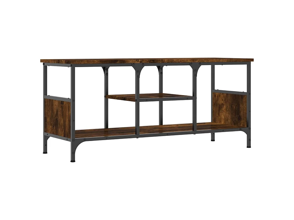 Mobile TV Rovere Fumo 100x35x45 cm in Legno Multistrato e Ferro