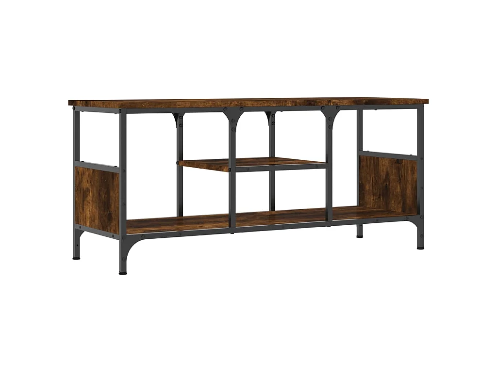 Mobile TV Rovere Fumo 100x35x45 cm in Legno Multistrato e Ferro