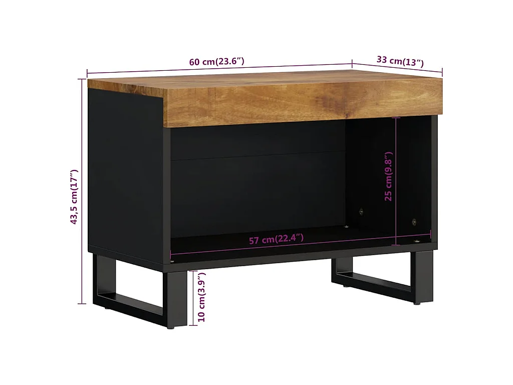 Tv-meubel 60x33x43,5 cm massief mangohout