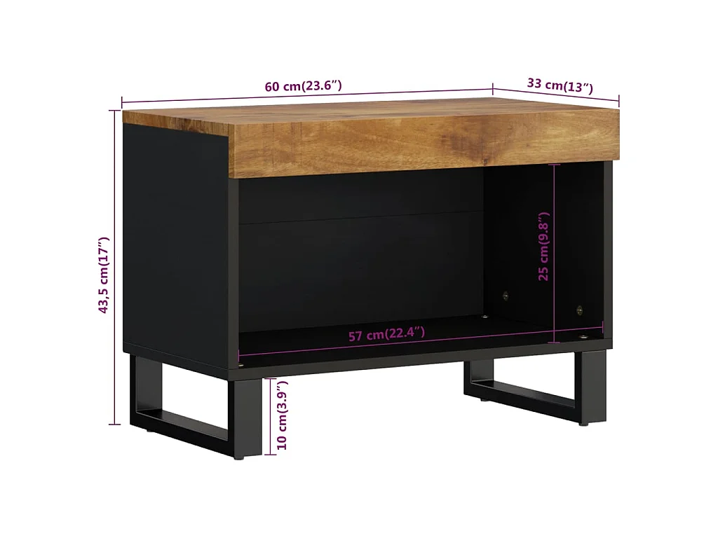 Tv-meubel 60x33x43,5 cm massief mangohout