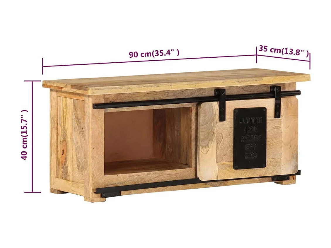 Meuble TV 90x35x40 cm Bois massif de manguier