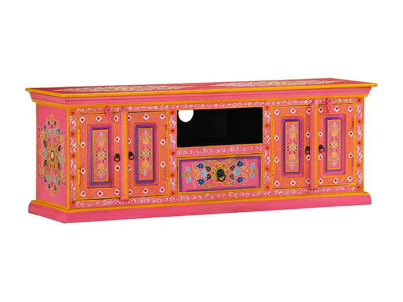 Mueble de TV madera maciza de mango rosa 110x30x40 cm