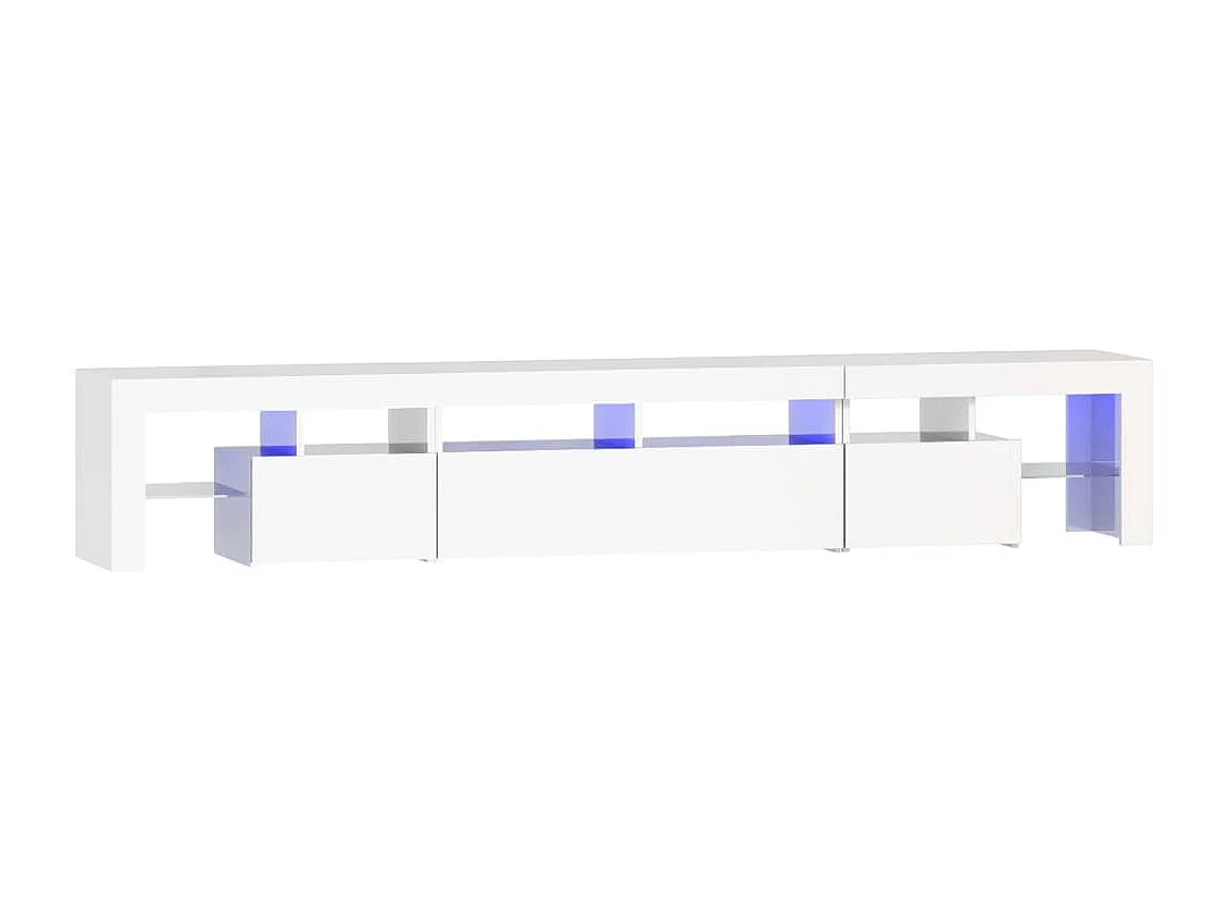 Meuble TV avec lumières LED Blanc brillant 230x36,5x40 cm