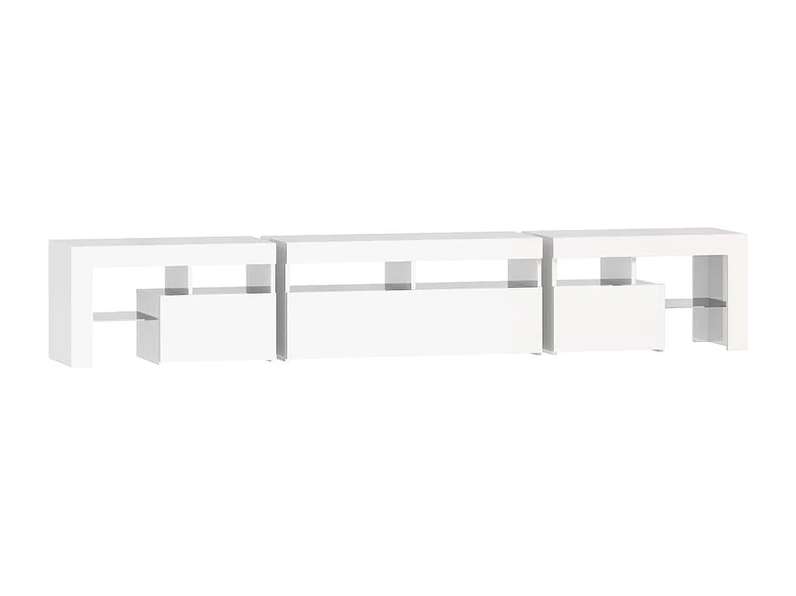 Meuble TV avec lumières LED Blanc brillant 230x36,5x40 cm