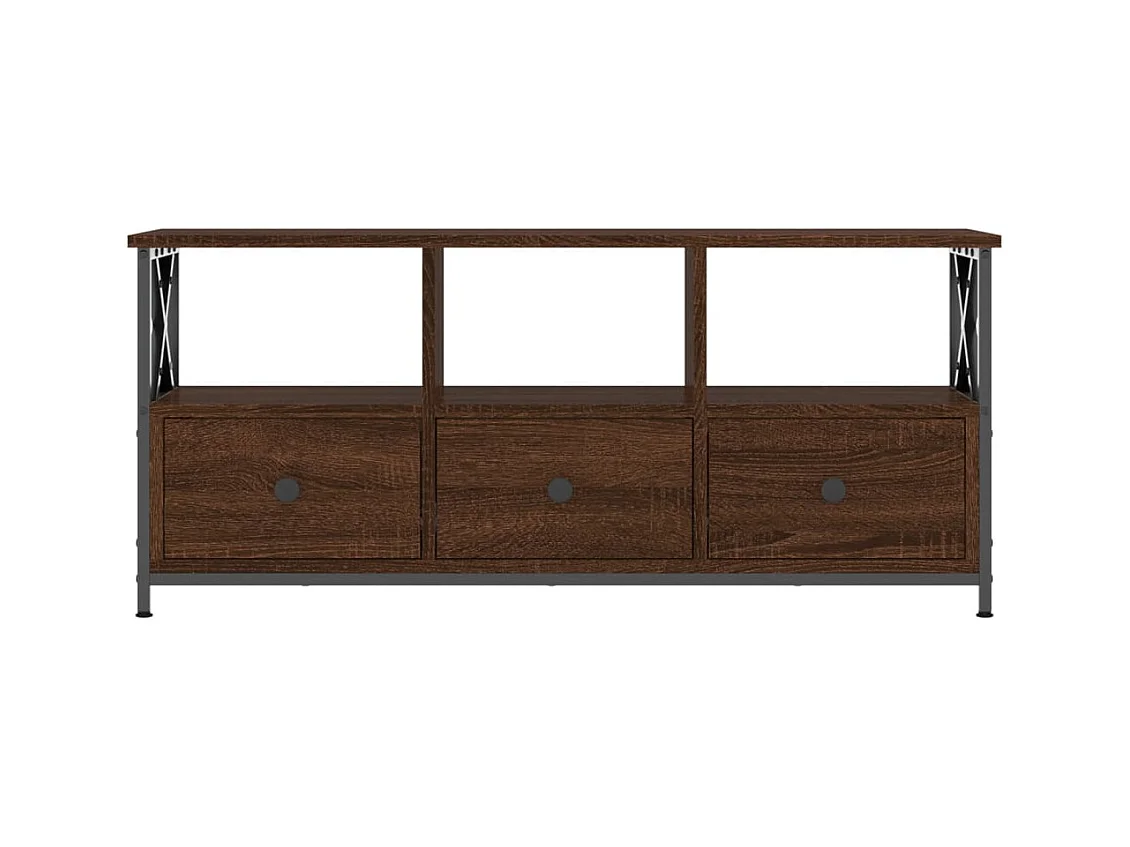 Meuble TV chêne marron 102x33x45 cm bois d'ingénierie et fer