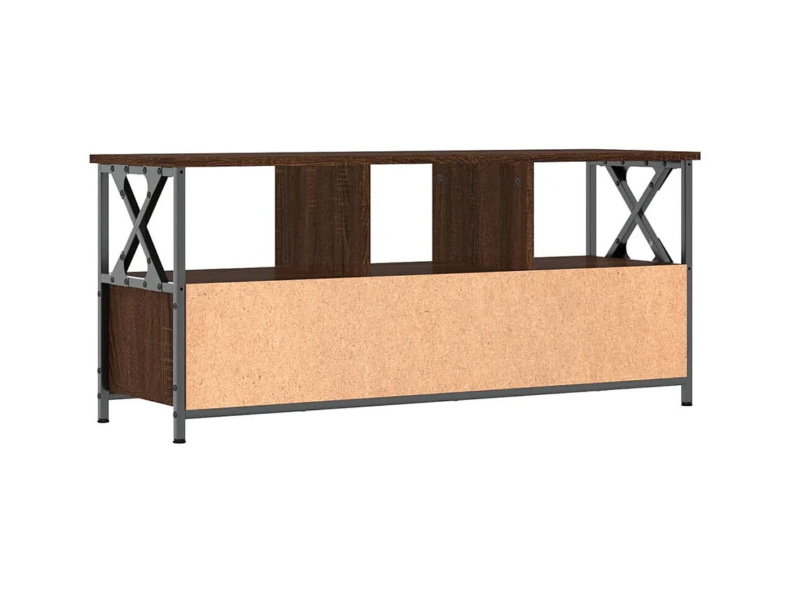 Meuble TV chêne marron 102x33x45 cm bois d'ingénierie et fer