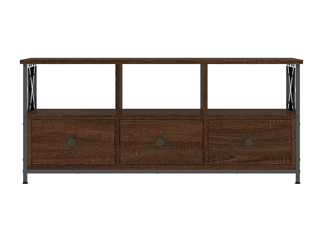 Tv-meubel 102x33x45 cm bewerkt hout en ijzer bruin eikenkleur